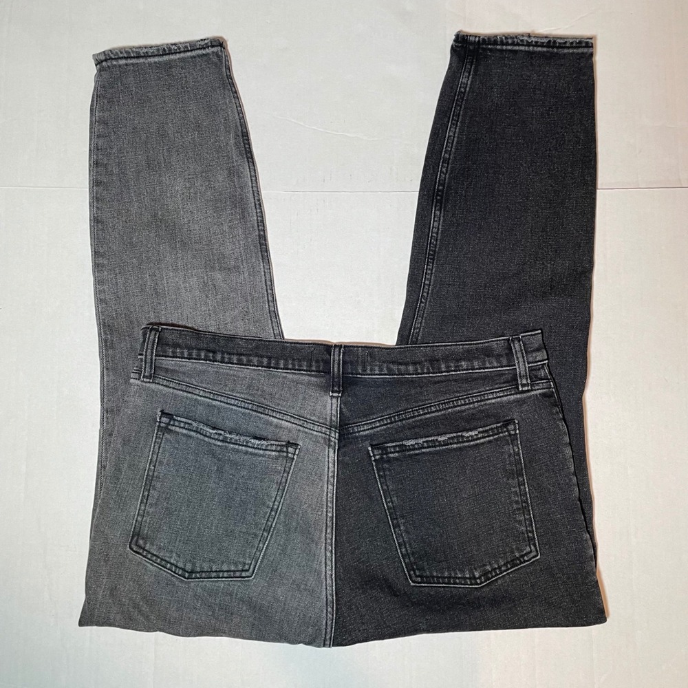 Abercrombie & Fitch Two Tone Split Black Grey High Rise Jeans Women 12R 31 - Picture 2 of 9